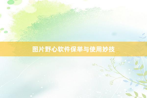 图片野心软件保举与使用妙技